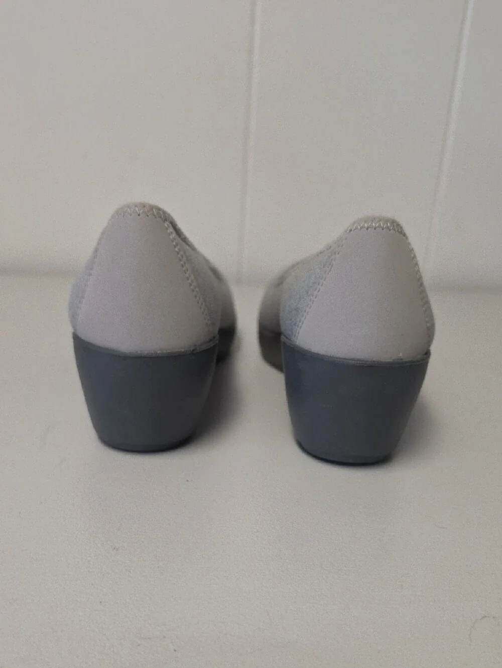 CROCS Light Gray Wedge Flats with Dark Gray Sole